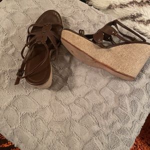 Banana Republic leather wedge sandals